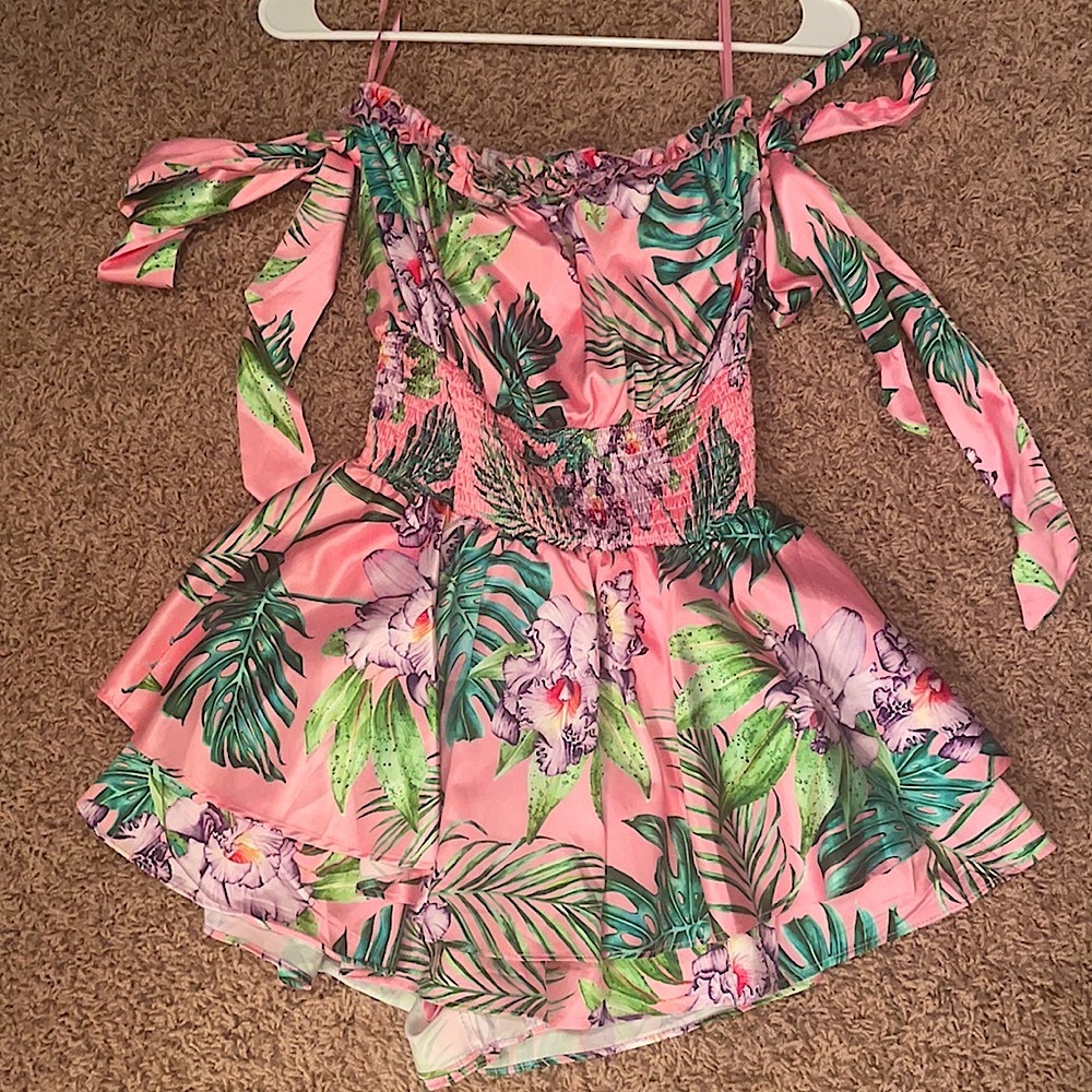 Pink flower romper